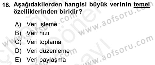 Bilişim Sistemleri Ve Lojistik Dersi 2018 - 2019 Yılı (Final) Dönem Sonu Sınav Soruları 18. Soru