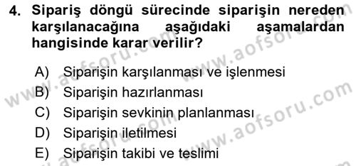 Bilişim Sistemleri Ve Lojistik Dersi 2018 - 2019 Yılı (Final) Dönem Sonu Sınav Soruları 4. Soru