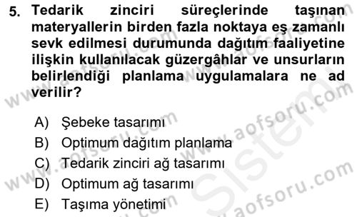 Bilişim Sistemleri Ve Lojistik Dersi 2018 - 2019 Yılı (Final) Dönem Sonu Sınav Soruları 5. Soru