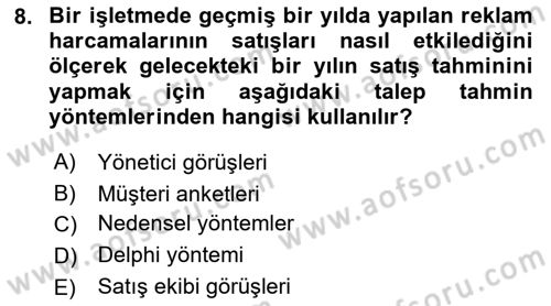 Bilişim Sistemleri Ve Lojistik Dersi 2018 - 2019 Yılı (Final) Dönem Sonu Sınav Soruları 8. Soru