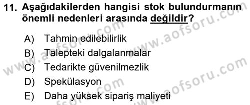 Bilişim Sistemleri Ve Lojistik Dersi 2018 - 2019 Yılı Yaz Okulu Sınav Soruları 11. Soru