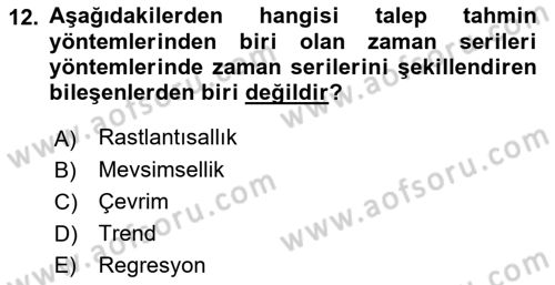 Bilişim Sistemleri Ve Lojistik Dersi 2018 - 2019 Yılı Yaz Okulu Sınav Soruları 12. Soru