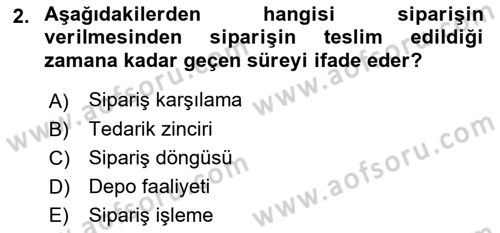 Bilişim Sistemleri Ve Lojistik Dersi 2018 - 2019 Yılı Yaz Okulu Sınav Soruları 2. Soru