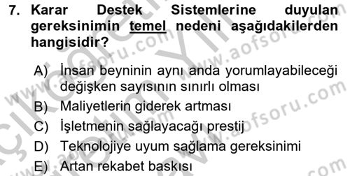 Bilişim Sistemleri Ve Lojistik Dersi 2018 - 2019 Yılı Yaz Okulu Sınav Soruları 7. Soru