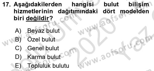 Bilişim Sistemleri Ve Lojistik Dersi 2020 - 2021 Yılı Yaz Okulu Sınav Soruları 17. Soru