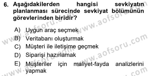 Bilişim Sistemleri Ve Lojistik Dersi 2020 - 2021 Yılı Yaz Okulu Sınav Soruları 6. Soru