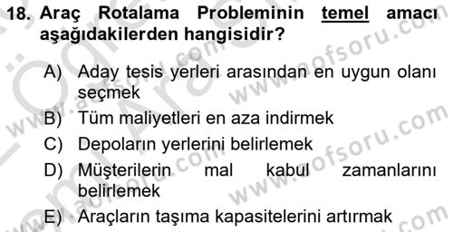 Bilişim Sistemleri Ve Lojistik Dersi 2021 - 2022 Yılı (Vize) Ara Sınav Soruları 18. Soru