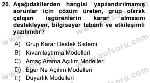 Bilişim Sistemleri Ve Lojistik Dersi 2021 - 2022 Yılı (Vize) Ara Sınav Soruları 20. Soru