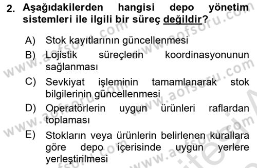 Bilişim Sistemleri Ve Lojistik Dersi 2021 - 2022 Yılı (Final) Dönem Sonu Sınav Soruları 2. Soru