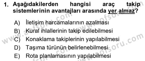Bilişim Sistemleri Ve Lojistik Dersi 2021 - 2022 Yılı Yaz Okulu Sınav Soruları 1. Soru