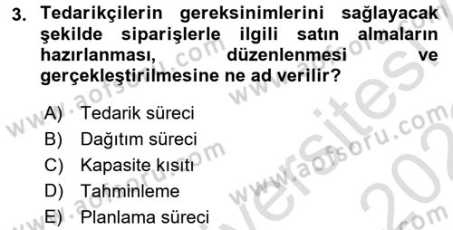 Bilişim Sistemleri Ve Lojistik Dersi 2021 - 2022 Yılı Yaz Okulu Sınav Soruları 3. Soru