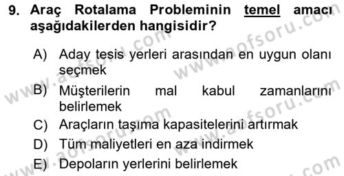 Bilişim Sistemleri Ve Lojistik Dersi 2021 - 2022 Yılı Yaz Okulu Sınav Soruları 9. Soru