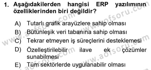 Bilişim Sistemleri Ve Lojistik Dersi 2022 - 2023 Yılı Yaz Okulu Sınav Soruları 1. Soru