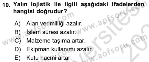 Bilişim Sistemleri Ve Lojistik Dersi 2022 - 2023 Yılı Yaz Okulu Sınav Soruları 10. Soru