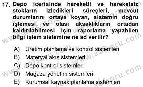 Bilişim Sistemleri Ve Lojistik Dersi 2022 - 2023 Yılı Yaz Okulu Sınav Soruları 17. Soru
