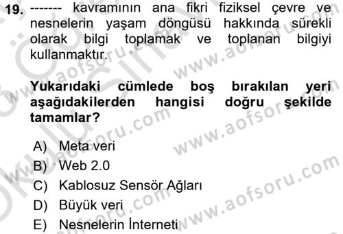 Bilişim Sistemleri Ve Lojistik Dersi 2022 - 2023 Yılı Yaz Okulu Sınav Soruları 19. Soru