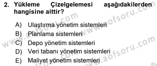 Bilişim Sistemleri Ve Lojistik Dersi 2022 - 2023 Yılı Yaz Okulu Sınav Soruları 2. Soru