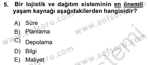 Bilişim Sistemleri Ve Lojistik Dersi 2022 - 2023 Yılı Yaz Okulu Sınav Soruları 5. Soru