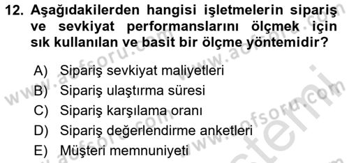 Bilişim Sistemleri Ve Lojistik Dersi 2023 - 2024 Yılı (Vize) Ara Sınav Soruları 12. Soru