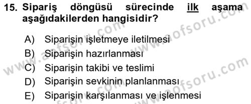 Bilişim Sistemleri Ve Lojistik Dersi 2023 - 2024 Yılı (Vize) Ara Sınav Soruları 15. Soru