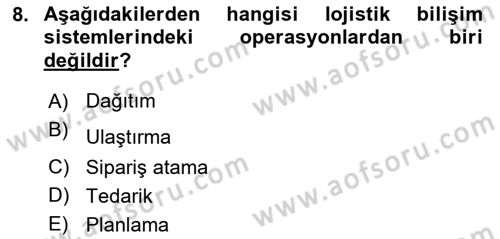 Bilişim Sistemleri Ve Lojistik Dersi 2023 - 2024 Yılı (Vize) Ara Sınav Soruları 8. Soru