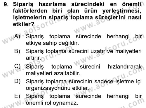 Bilişim Sistemleri Ve Lojistik Dersi 2023 - 2024 Yılı (Vize) Ara Sınav Soruları 9. Soru