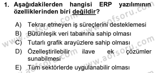 Bilişim Sistemleri Ve Lojistik Dersi 2023 - 2024 Yılı (Final) Dönem Sonu Sınav Soruları 1. Soru