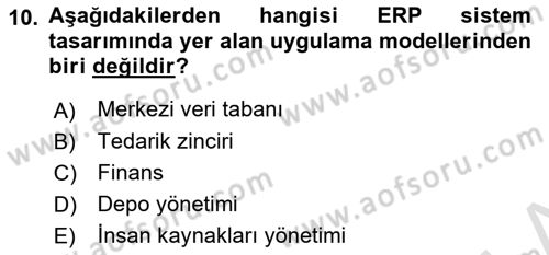 Bilişim Sistemleri Ve Lojistik Dersi 2023 - 2024 Yılı (Final) Dönem Sonu Sınav Soruları 10. Soru