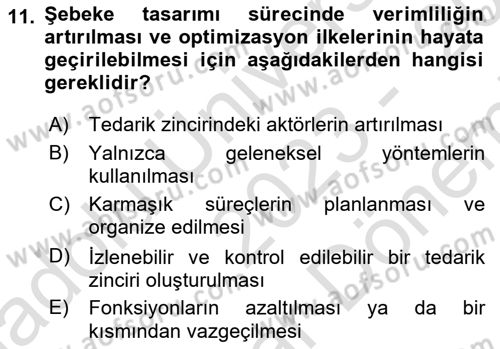 Bilişim Sistemleri Ve Lojistik Dersi 2023 - 2024 Yılı (Final) Dönem Sonu Sınav Soruları 11. Soru