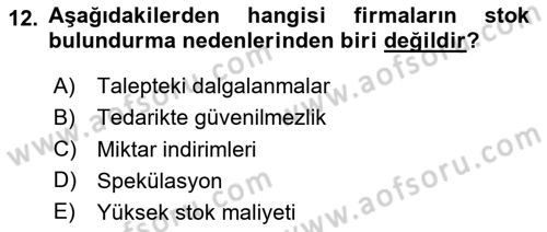 Bilişim Sistemleri Ve Lojistik Dersi 2023 - 2024 Yılı (Final) Dönem Sonu Sınav Soruları 12. Soru