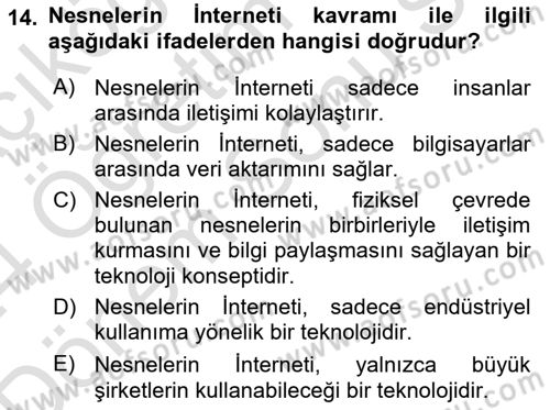 Bilişim Sistemleri Ve Lojistik Dersi 2023 - 2024 Yılı (Final) Dönem Sonu Sınav Soruları 14. Soru