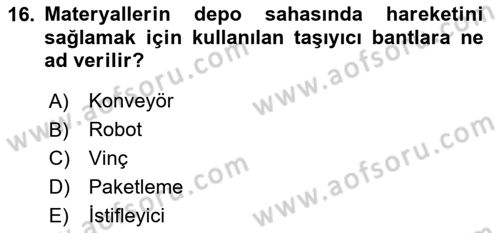 Bilişim Sistemleri Ve Lojistik Dersi 2023 - 2024 Yılı (Final) Dönem Sonu Sınav Soruları 16. Soru