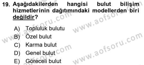 Bilişim Sistemleri Ve Lojistik Dersi 2023 - 2024 Yılı (Final) Dönem Sonu Sınav Soruları 19. Soru