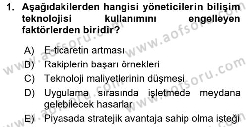 Bilişim Sistemleri Ve Lojistik Dersi 2023 - 2024 Yılı Yaz Okulu Sınav Soruları 1. Soru