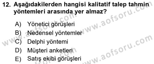 Bilişim Sistemleri Ve Lojistik Dersi 2023 - 2024 Yılı Yaz Okulu Sınav Soruları 12. Soru
