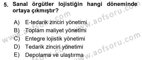 Bilişim Sistemleri Ve Lojistik Dersi 2023 - 2024 Yılı Yaz Okulu Sınav Soruları 5. Soru