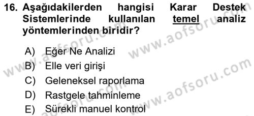 Bilişim Sistemleri Ve Lojistik Dersi 2024 - 2025 Yılı (Vize) Ara Sınav Soruları 16. Soru