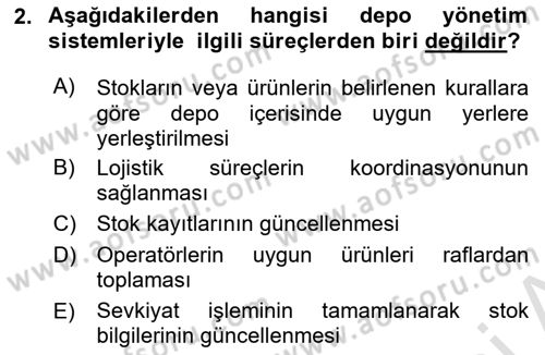 Bilişim Sistemleri Ve Lojistik Dersi 2024 - 2025 Yılı (Vize) Ara Sınav Soruları 2. Soru