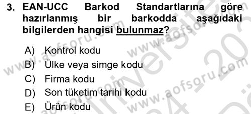 Bilişim Sistemleri Ve Lojistik Dersi 2024 - 2025 Yılı (Vize) Ara Sınav Soruları 3. Soru