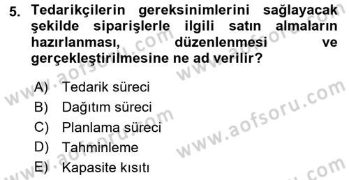 Bilişim Sistemleri Ve Lojistik Dersi 2024 - 2025 Yılı (Vize) Ara Sınav Soruları 5. Soru