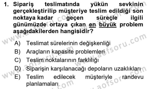 Bilişim Sistemleri Ve Lojistik Dersi 2024 - 2025 Yılı (Final) Dönem Sonu Sınav Soruları 1. Soru
