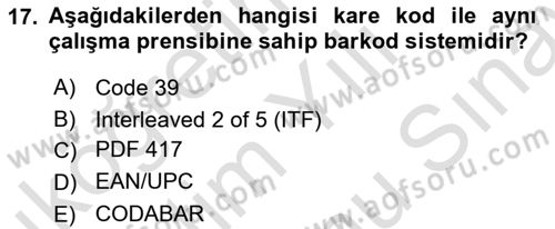 Bilişim Sistemleri Ve Lojistik Dersi 2024 - 2025 Yılı (Final) Dönem Sonu Sınav Soruları 17. Soru