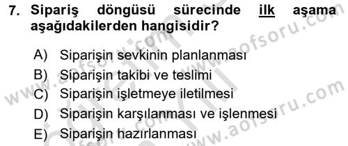 Bilişim Sistemleri Ve Lojistik Dersi 2024 - 2025 Yılı Yaz Okulu Sınav Soruları 7. Soru