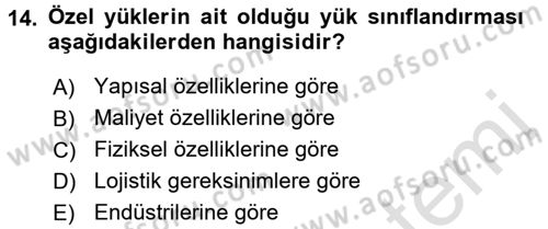 Ulaştırma Sistemleri Ve Yönetimi Dersi 2016 - 2017 Yılı (Vize) Ara Sınav Soruları 14. Soru