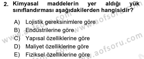 Ulaştırma Sistemleri Ve Yönetimi Dersi 2016 - 2017 Yılı (Final) Dönem Sonu Sınavı 2. Soru