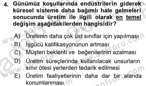 Ulaştırma Sistemleri Ve Yönetimi Dersi 2017 - 2018 Yılı (Vize) Ara Sınav Soruları 4. Soru