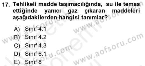 Ulaştırma Sistemleri Ve Yönetimi Dersi 2017 - 2018 Yılı (Final) Dönem Sonu Sınav Soruları 17. Soru