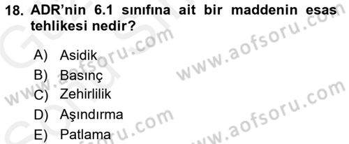 Ulaştırma Sistemleri Ve Yönetimi Dersi 2017 - 2018 Yılı (Final) Dönem Sonu Sınav Soruları 18. Soru