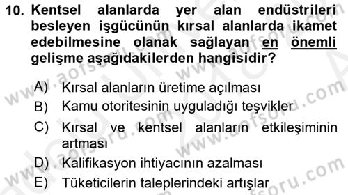 Ulaştırma Sistemleri Ve Yönetimi Dersi 2018 - 2019 Yılı (Vize) Ara Sınav Soruları 10. Soru