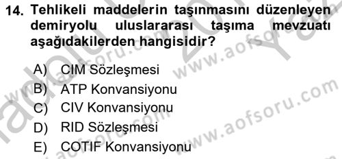 Ulaştırma Sistemleri Ve Yönetimi Dersi 2018 - 2019 Yılı Yaz Okulu Sınav Soruları 14. Soru